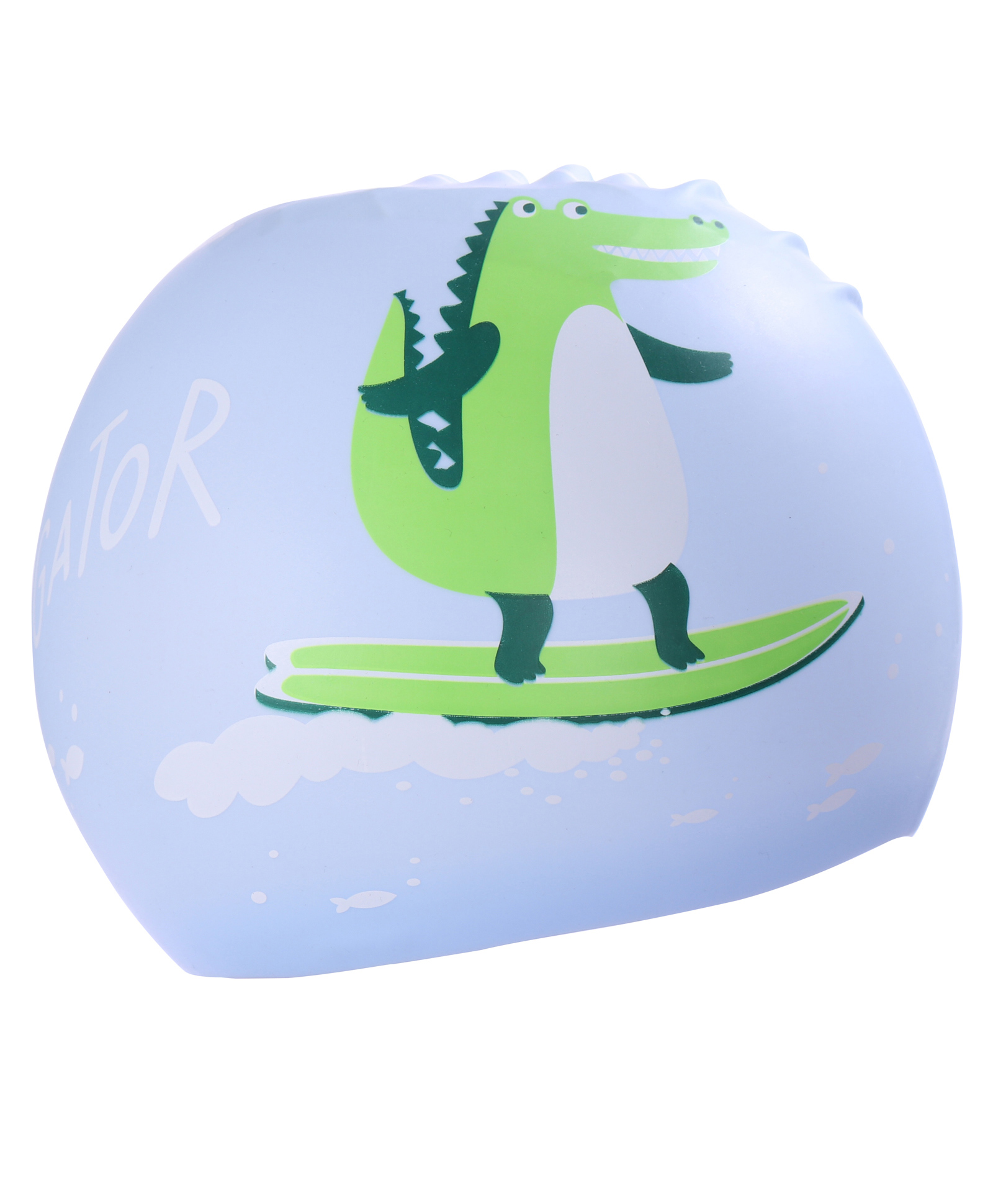 KIDLINGSS Alligator Printed Silicone Swimming Cap - Light Blue-image-46