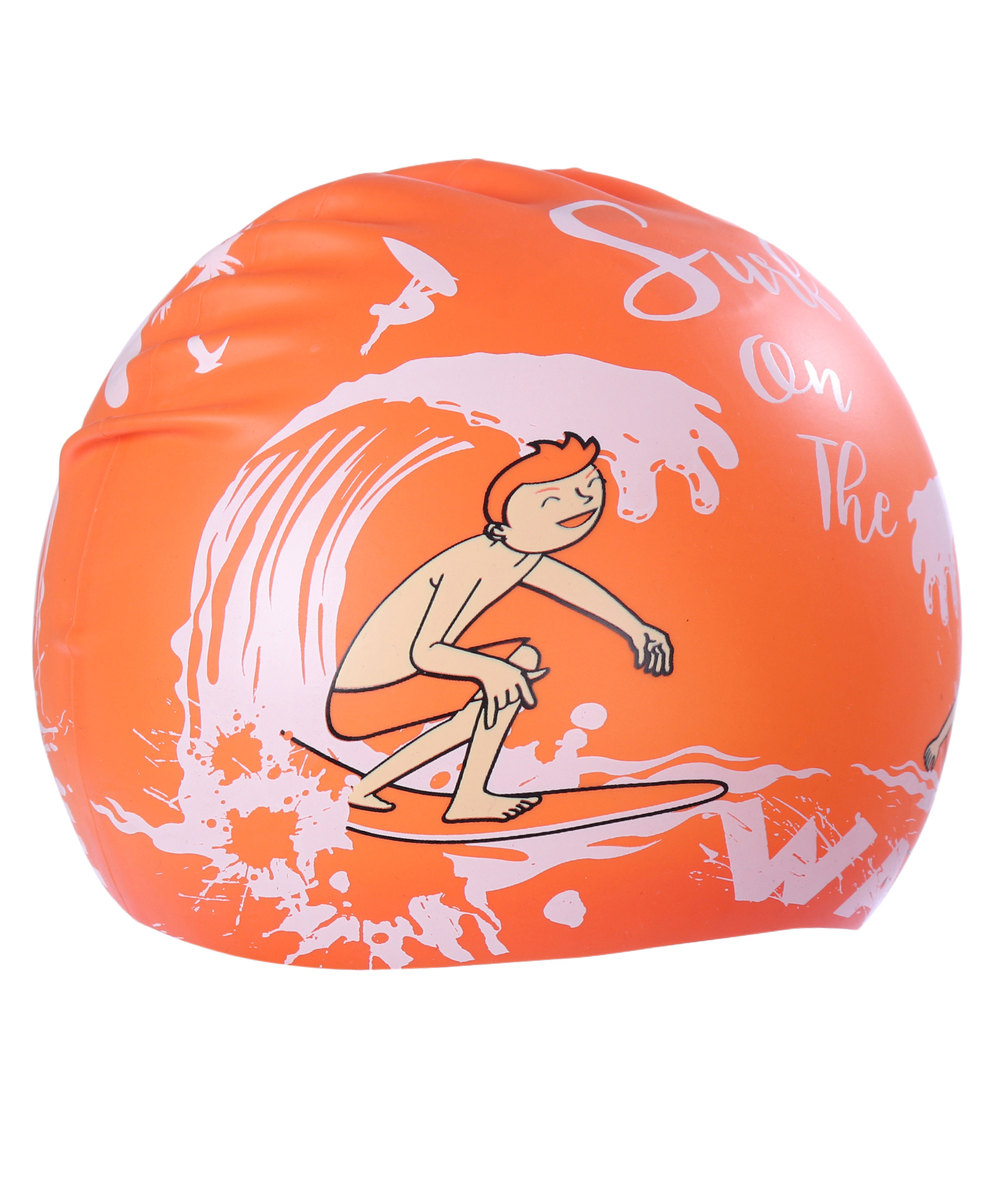 KIDLINGSS Wave Printed Silicone Swimming Cap - Orange-picture-27