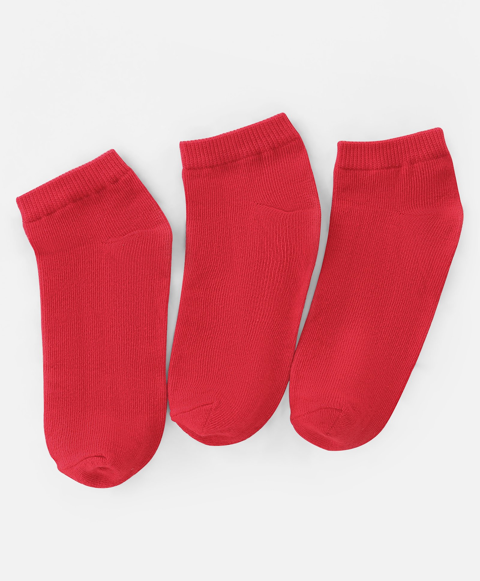 Pine Kids Knit Antimicrobial Ankle Length Solid Colour Socks Pack of 3 - Red-image-20