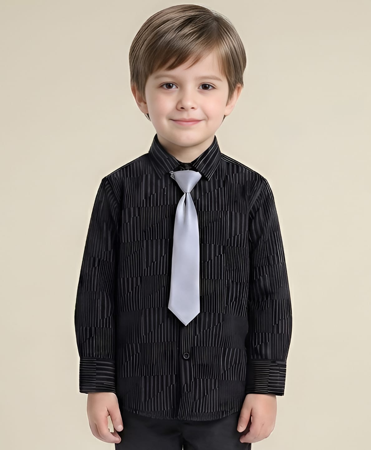 Polka Tots Full Sleeves Abstract Printed Shirt - Black-image-49