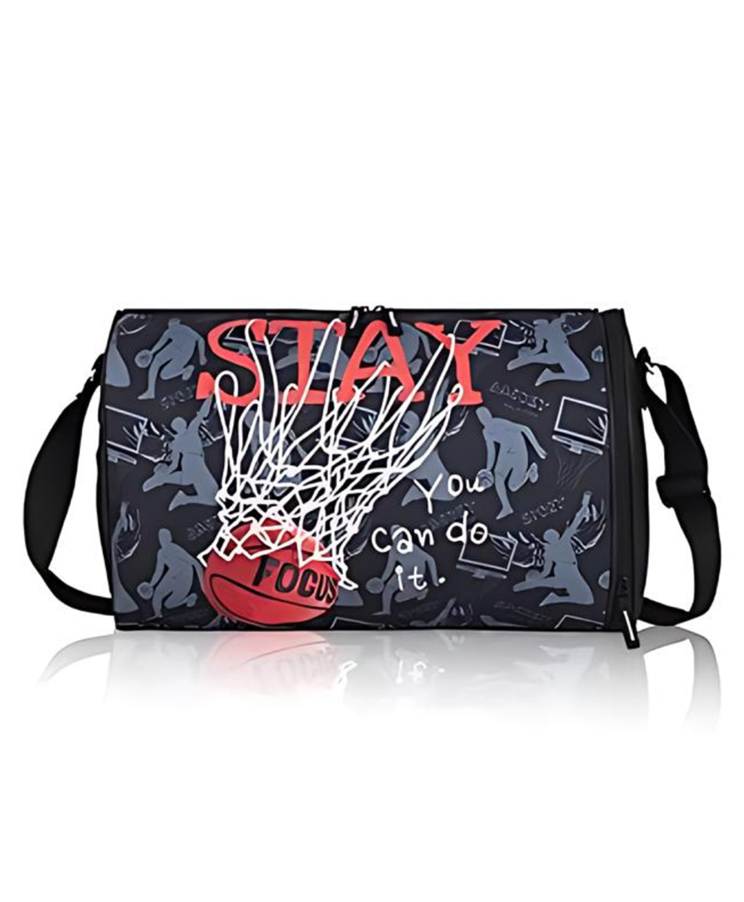 Echo Boomers Basketball Sport Print Black Duffel Bag - Adventure with Athletic Flair-image-3