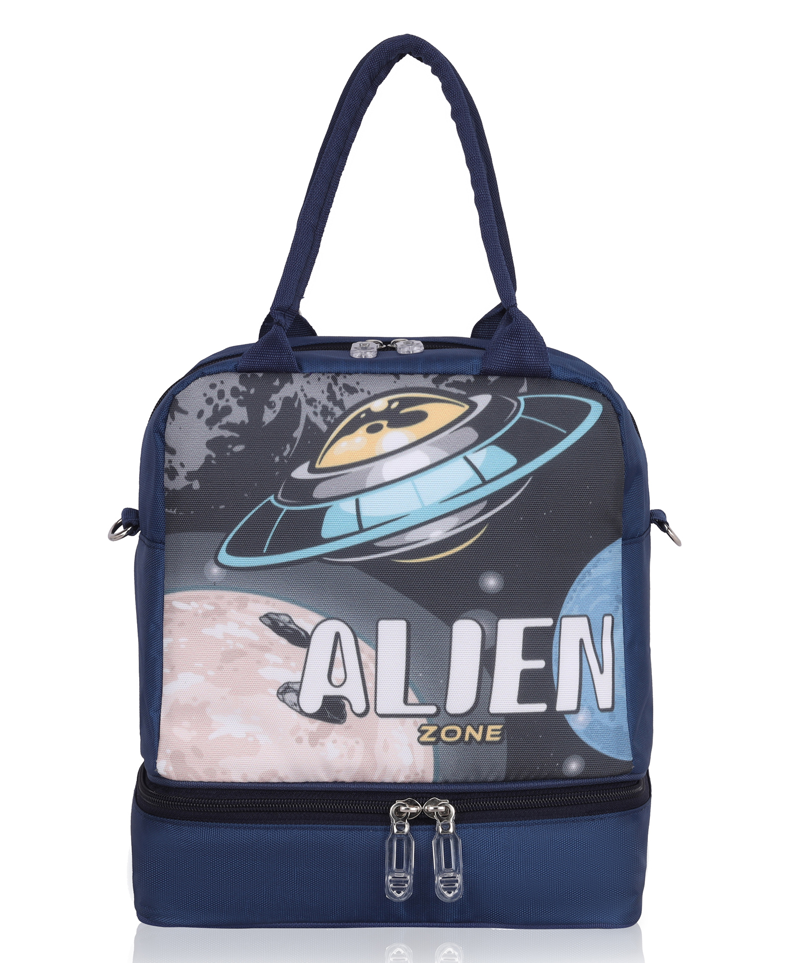 Echo Boomers Alien Lunch Bag - Insulated Tiffin Bag, Multi Pockets & Long Strap-image-2