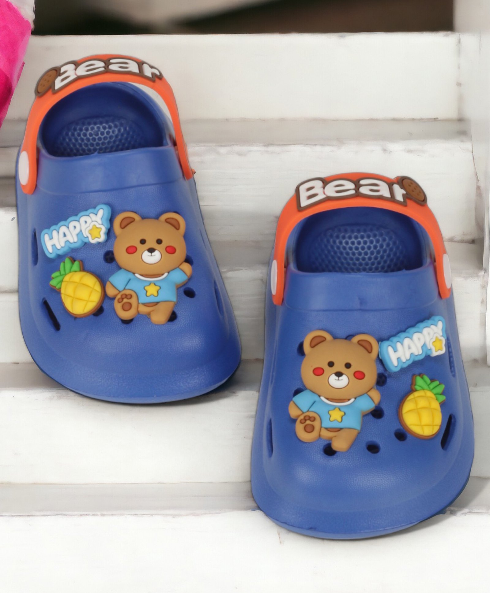 Lil Lollipop Bear Applique Detailed Anti Slip Slingback Clogs - Navy Blue-picture-15