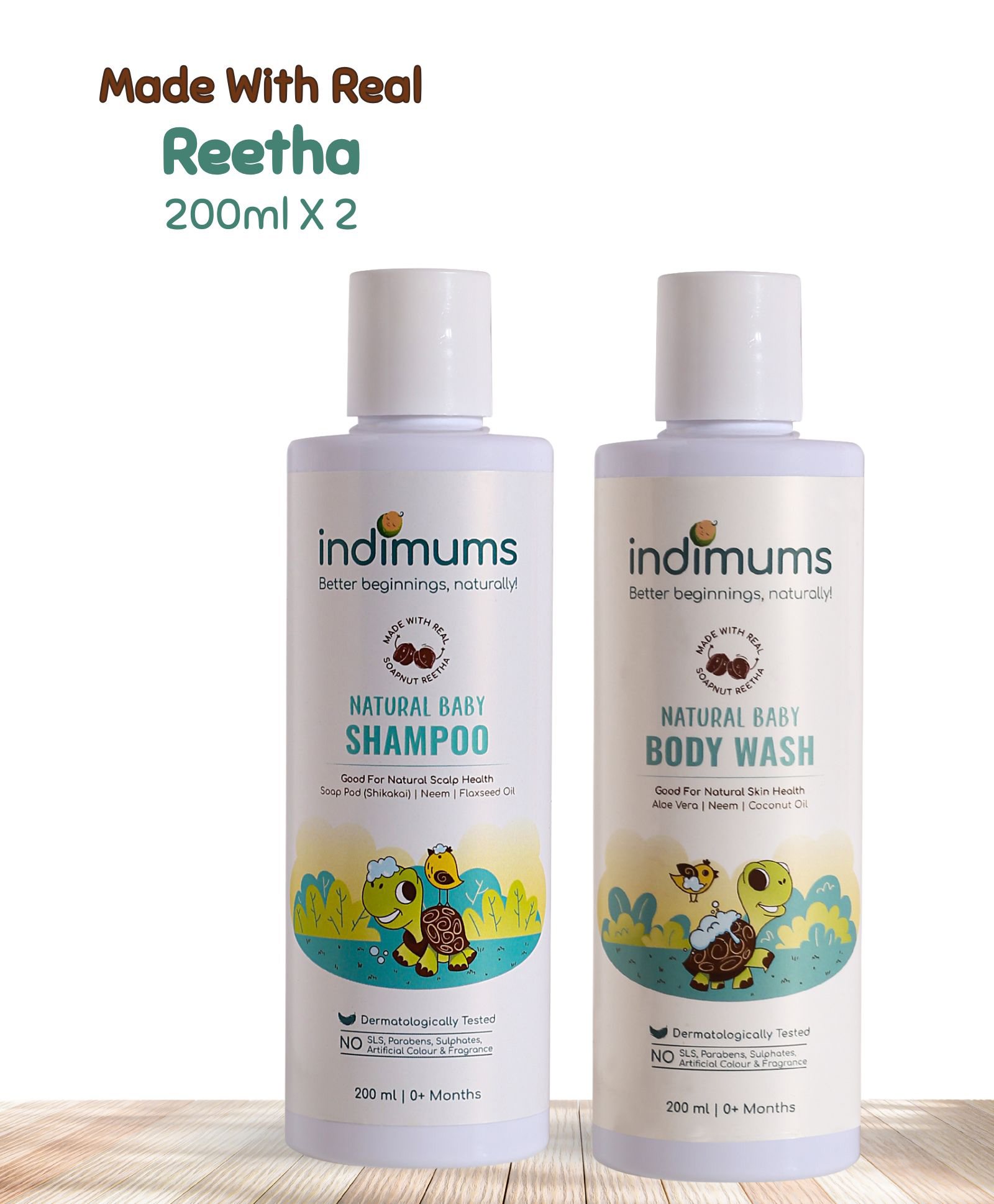 indimums The Indi Mums Mixed Combo Natural Baby Shampoo & Bottom Wash | Tear Free & Chemical Free | Gentle On Hair & Scalp | Soapnut (Reetha), Shikakai & Flaxseed Oil - 2X 200 ml-picture-23