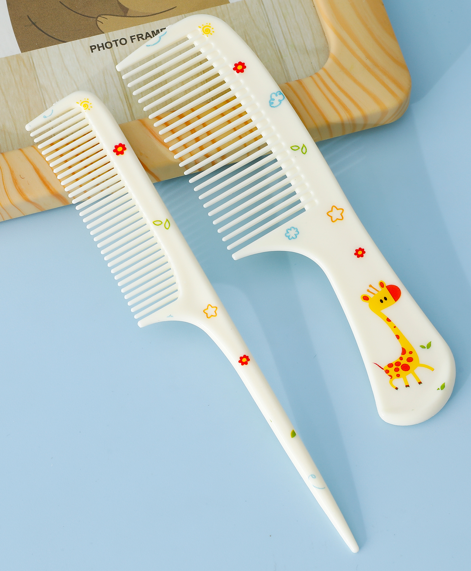 Hair Comb With Giraffe Design Pack Of 2 - Yellow