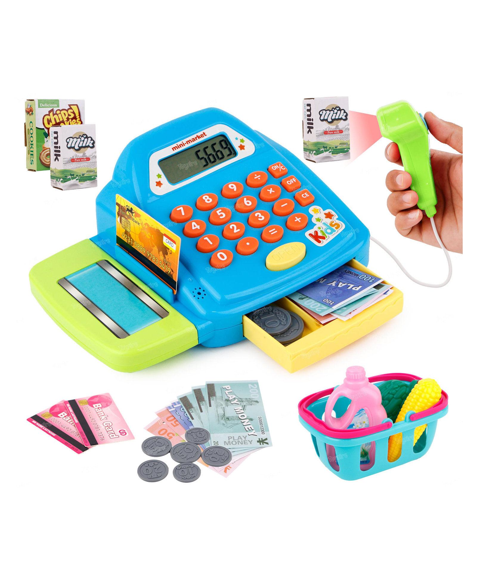 Toysire Toy Cash Register with Scanner Toddler Cash Register Toy-image-6