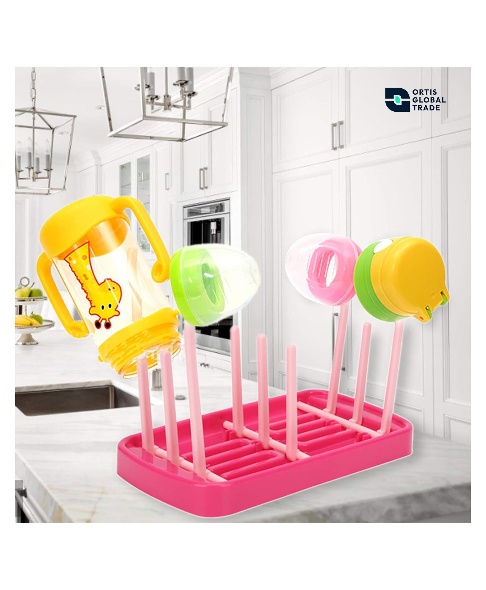 Ortis Bottle Organizer Cum Drying Rack - Pink-picture-23