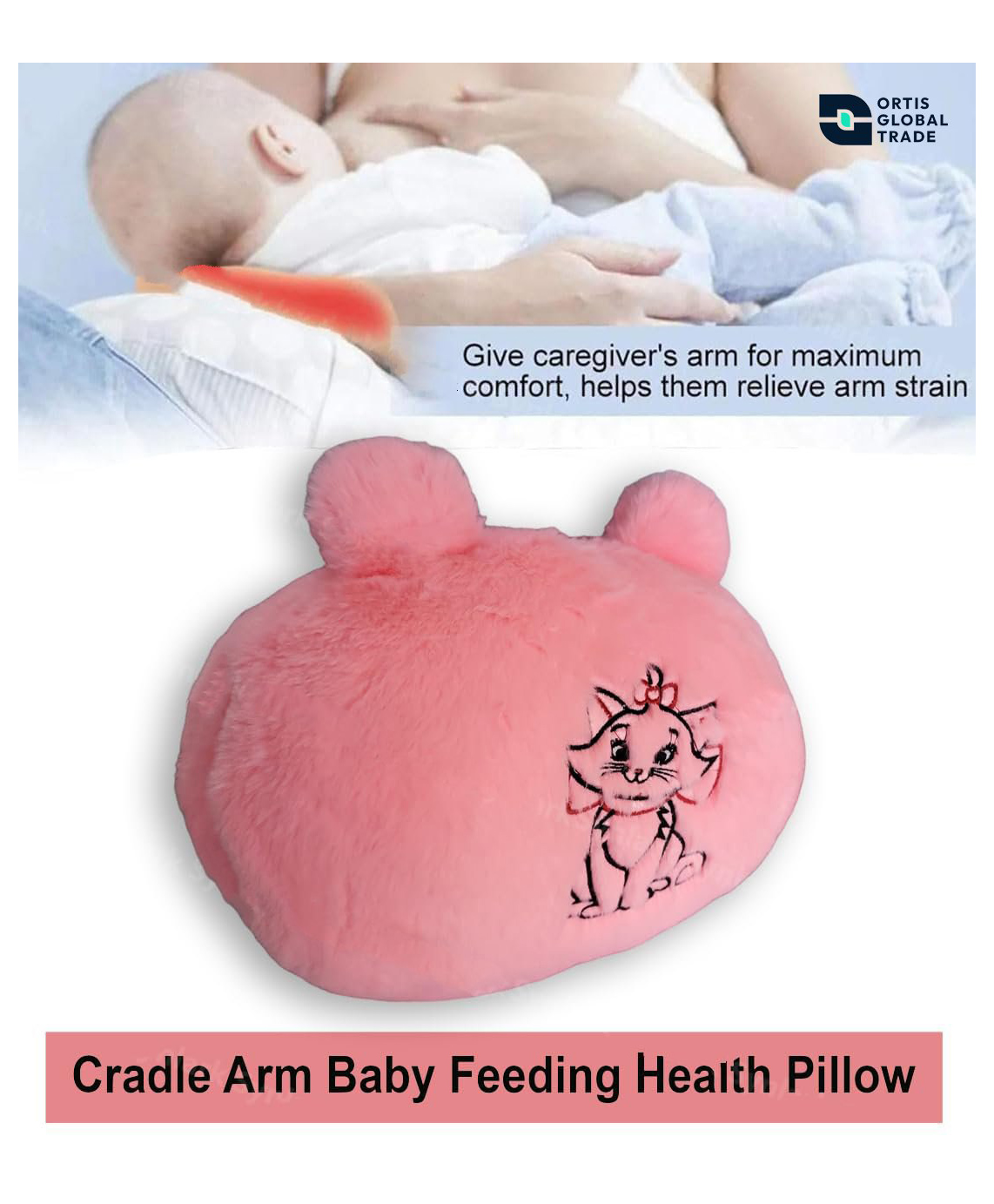 Ortis Cradle Arm Breastfeeding and Bottle Feeding Head Support Pillow - Pink-picture-20