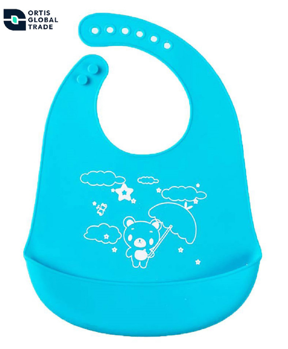 Ortis Adjustable Snap Button Bib With Crumb Catcher - Blue (Print May Vary)-image-12