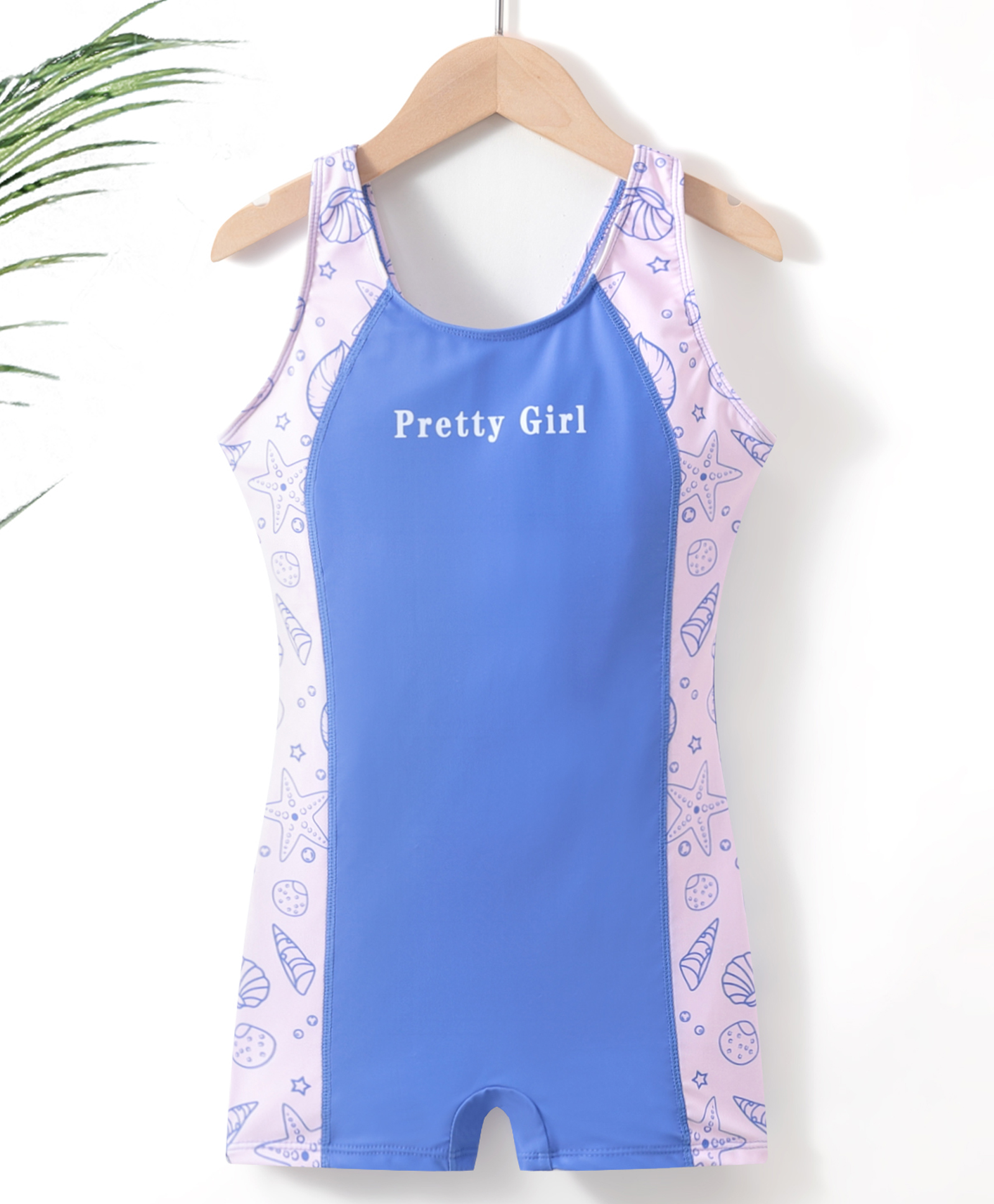 Pine Active Sleeveless Legged Swimsuit Beach Print - Blue-image-32