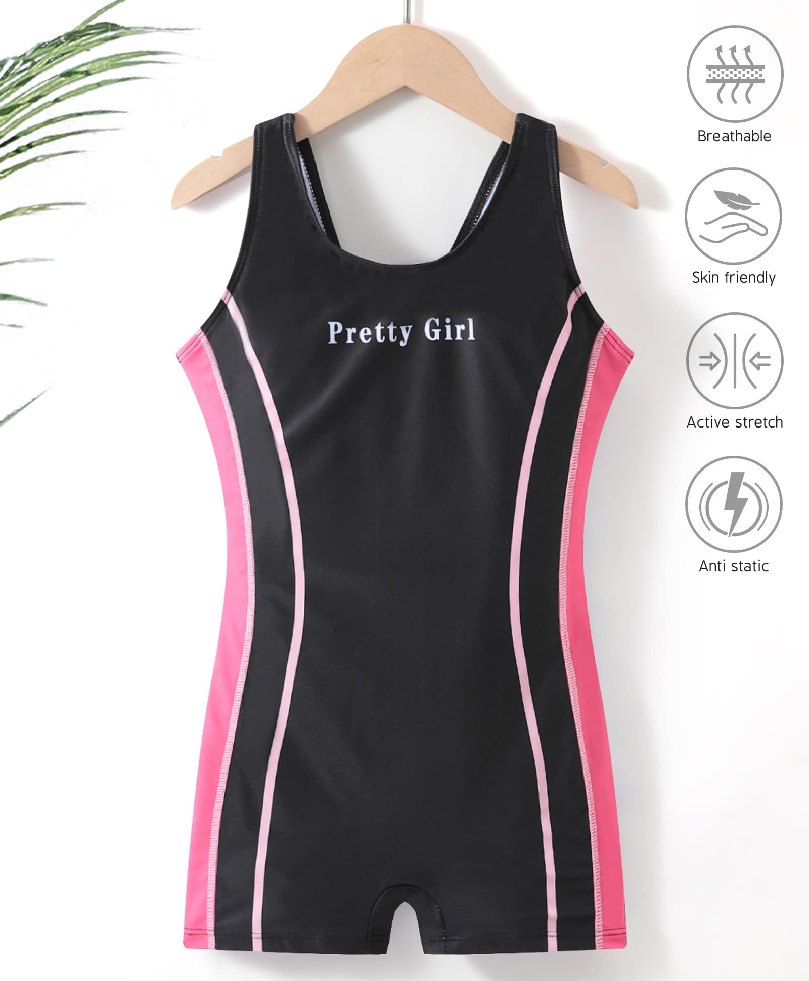 Pine Active Sleeveless Legged Swimsuit Text Print - Black-image-30