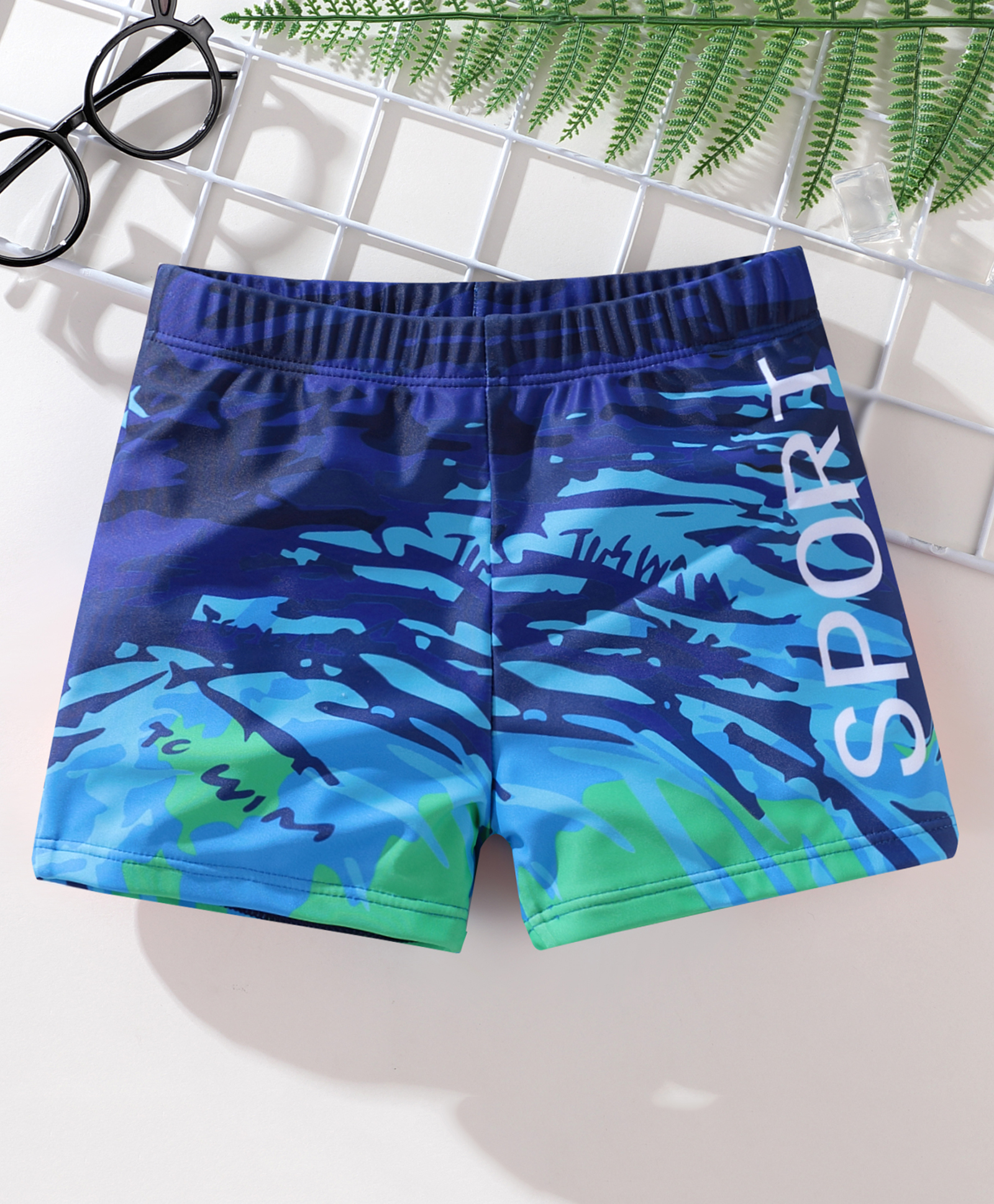 Pine Active Text Print Swimming Trunk - Blue-image-17