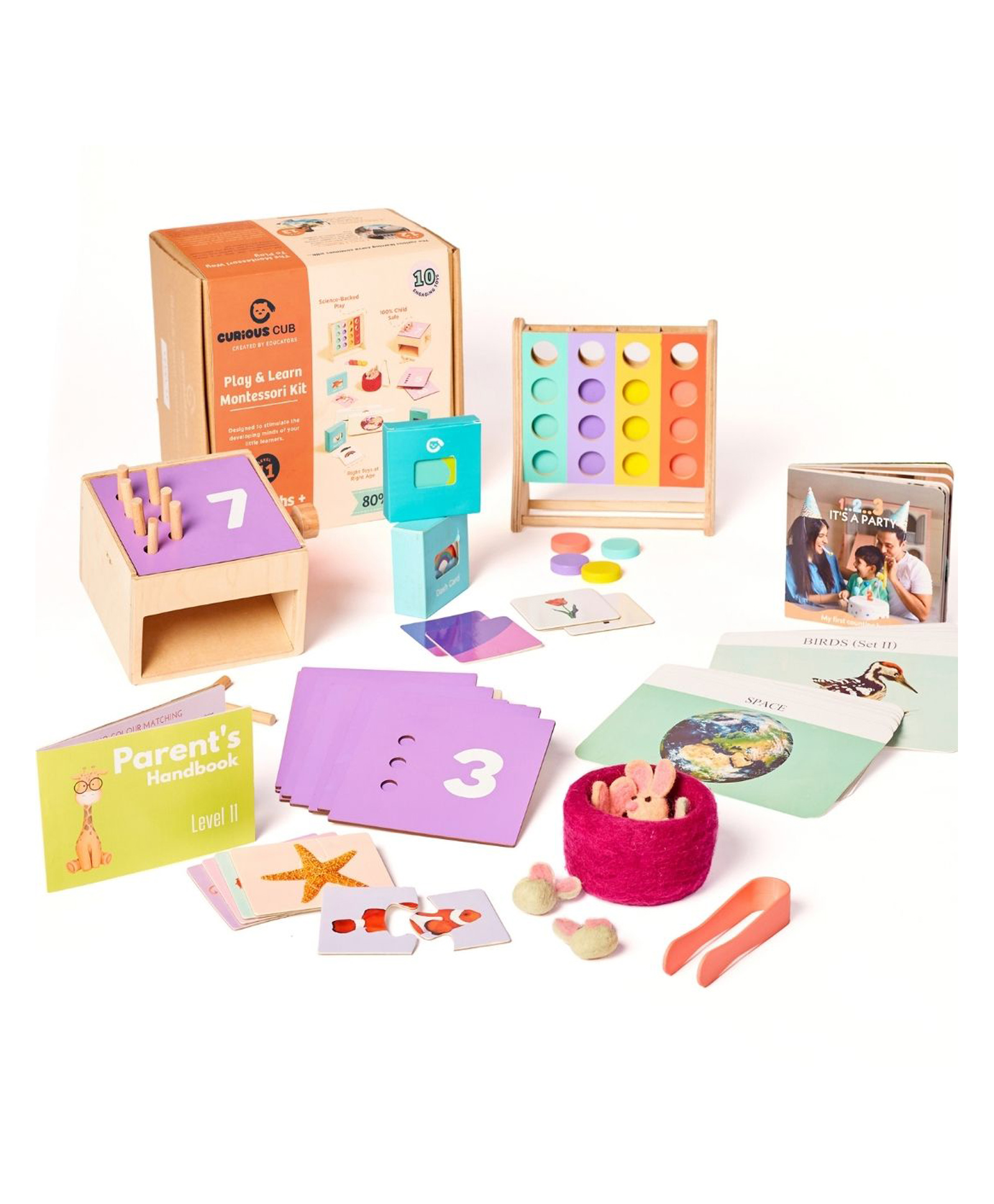 Curious Cub Montessori Learning Wooden Toys Box of 10 - Multicolour-picture-24