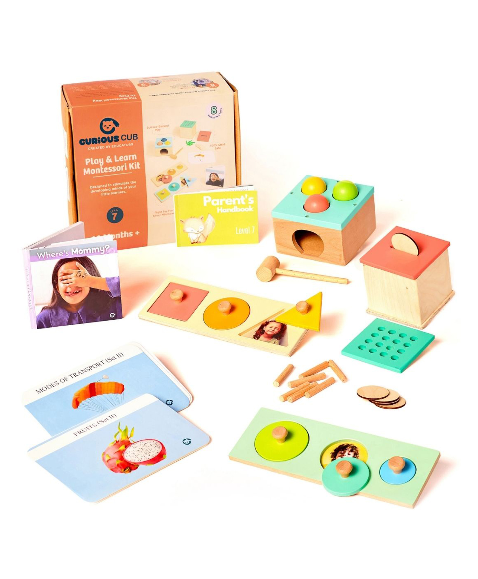 Curious Cub Montessori Learning Wooden Toys Box of 8 - Multicolour-picture-21