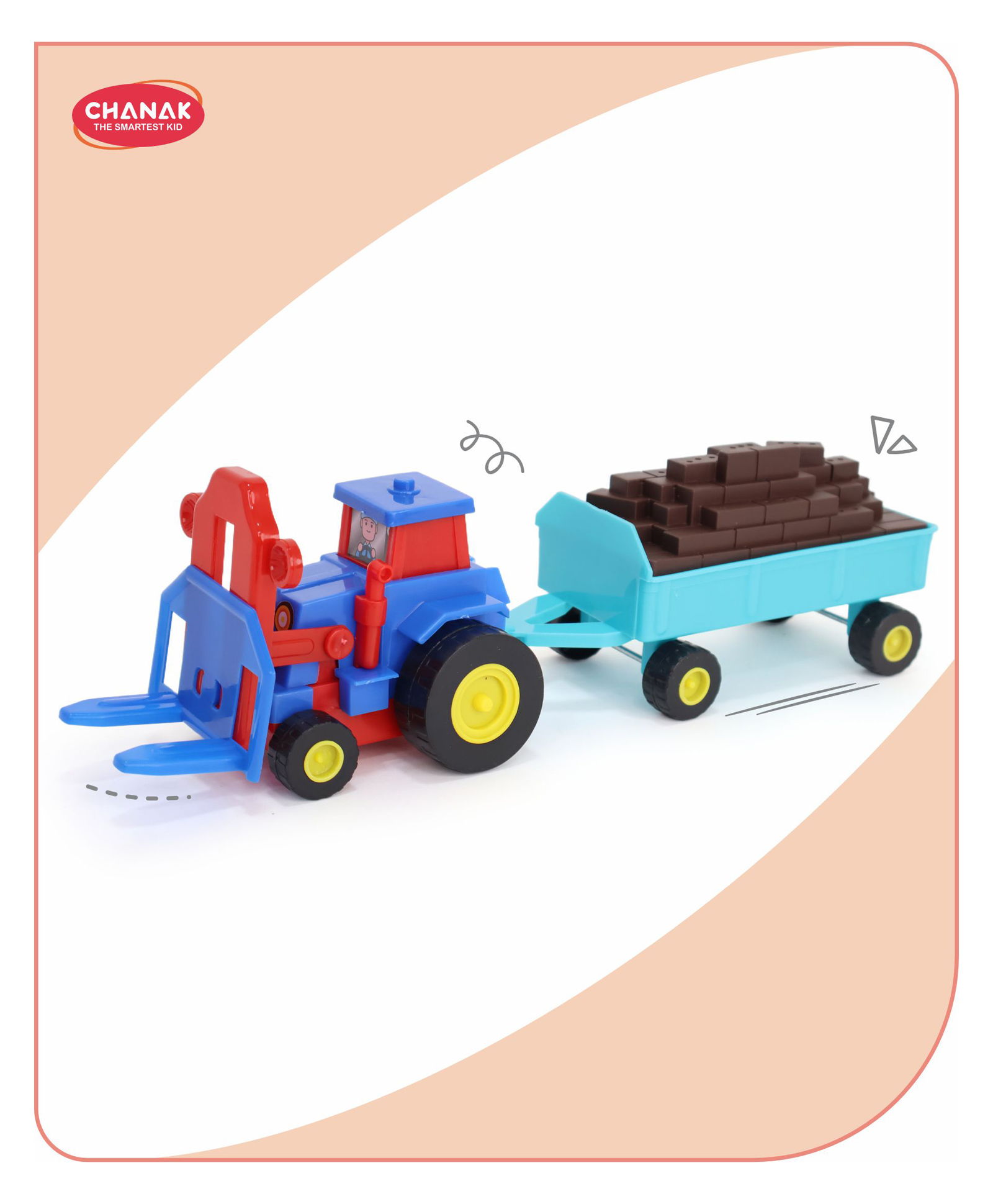 Aditi Toys Plastic Tractor Construction Toy Set for Kids, Friction Powered Tractor with Bricks Trolley for Boys, Suitable for Kids Above 3 Years-picture-19