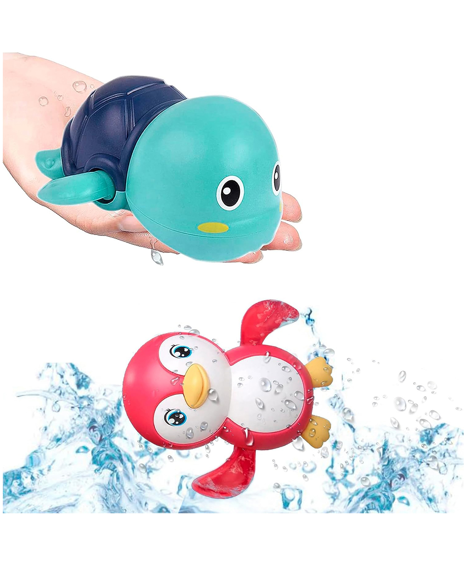 AKN TOYS Swim Pool Bath Toys Cute Water Tortoise and penguin pack of 2 (COLOR MAY VARY)-image-25