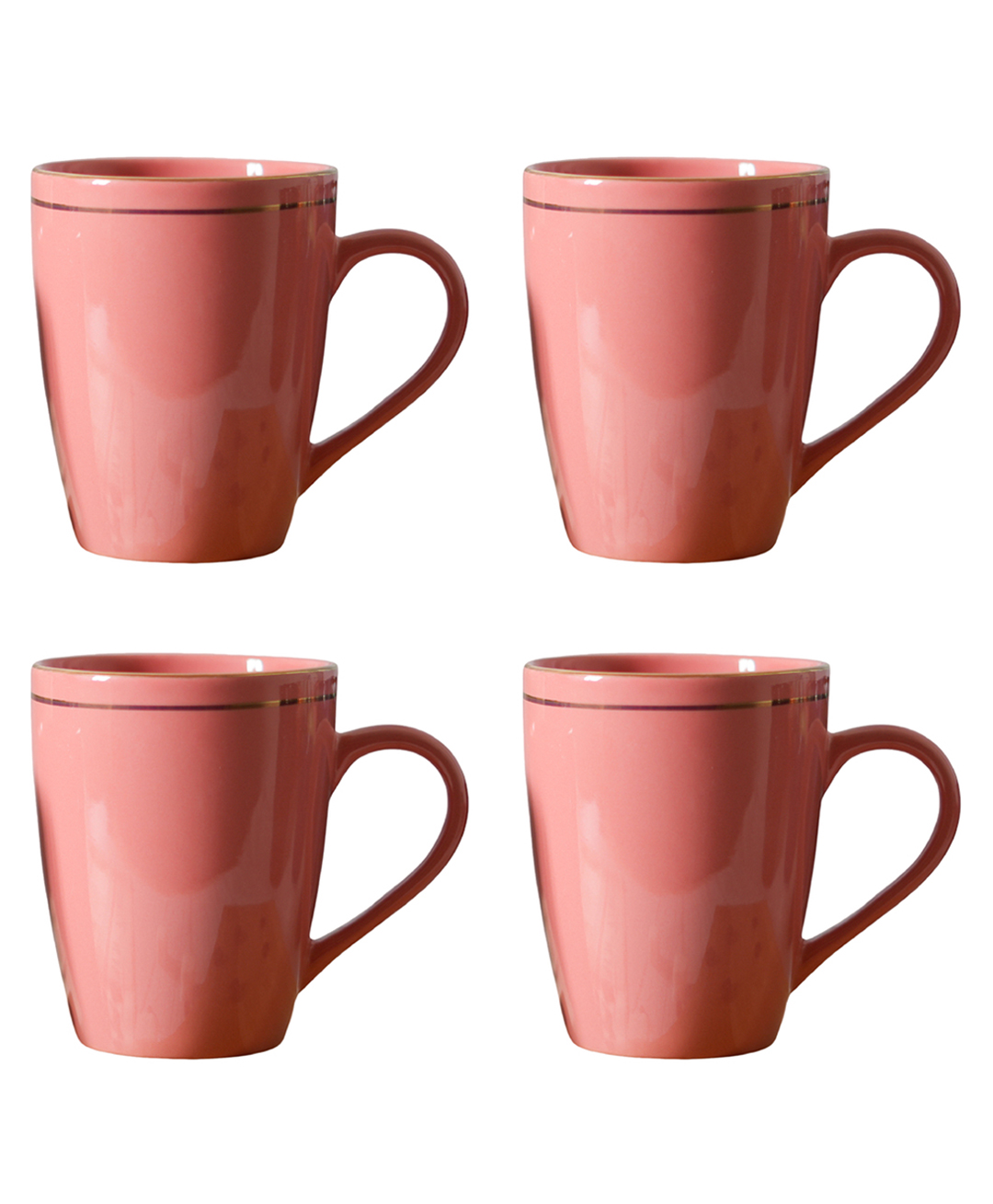 Femora Peach Gold Series Ceramic Coffee Mug  Set Of 4 - 360 ml-picture-19