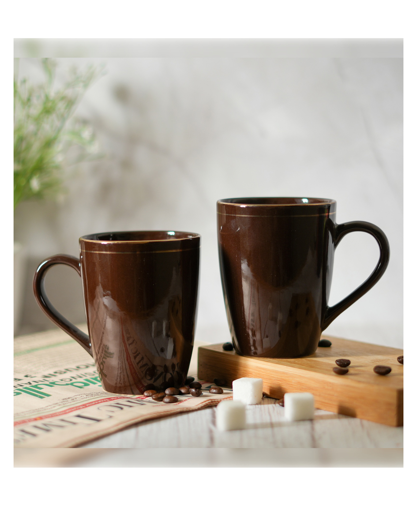 Femora Brown Set Of 2 Gold Series Ceramic Coffee Mug - 360 ml-picture-24