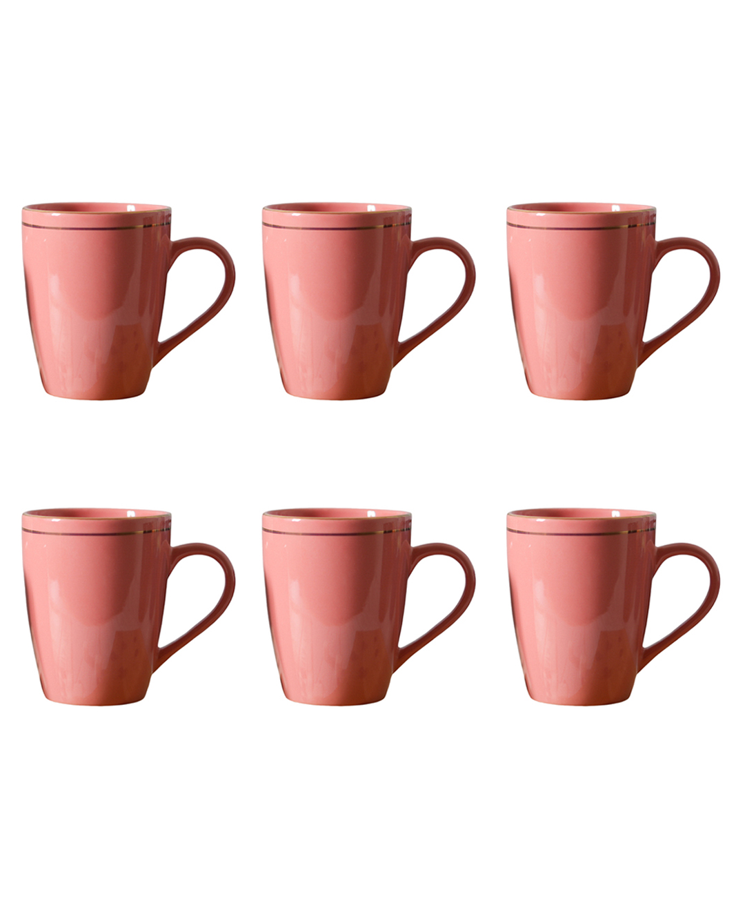 Femora Peach Set Of 6 Gold Series Ceramic Coffee Mug - 360 ml-picture-26