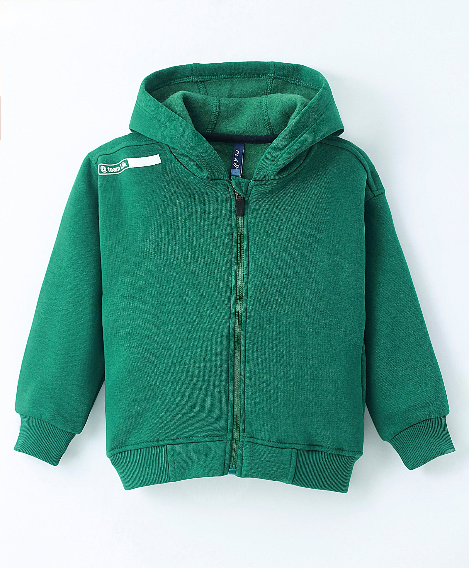 Little Kangaroos Knitted Full Sleeves Solid Color Hooded Sweatjacket - Green-image-44