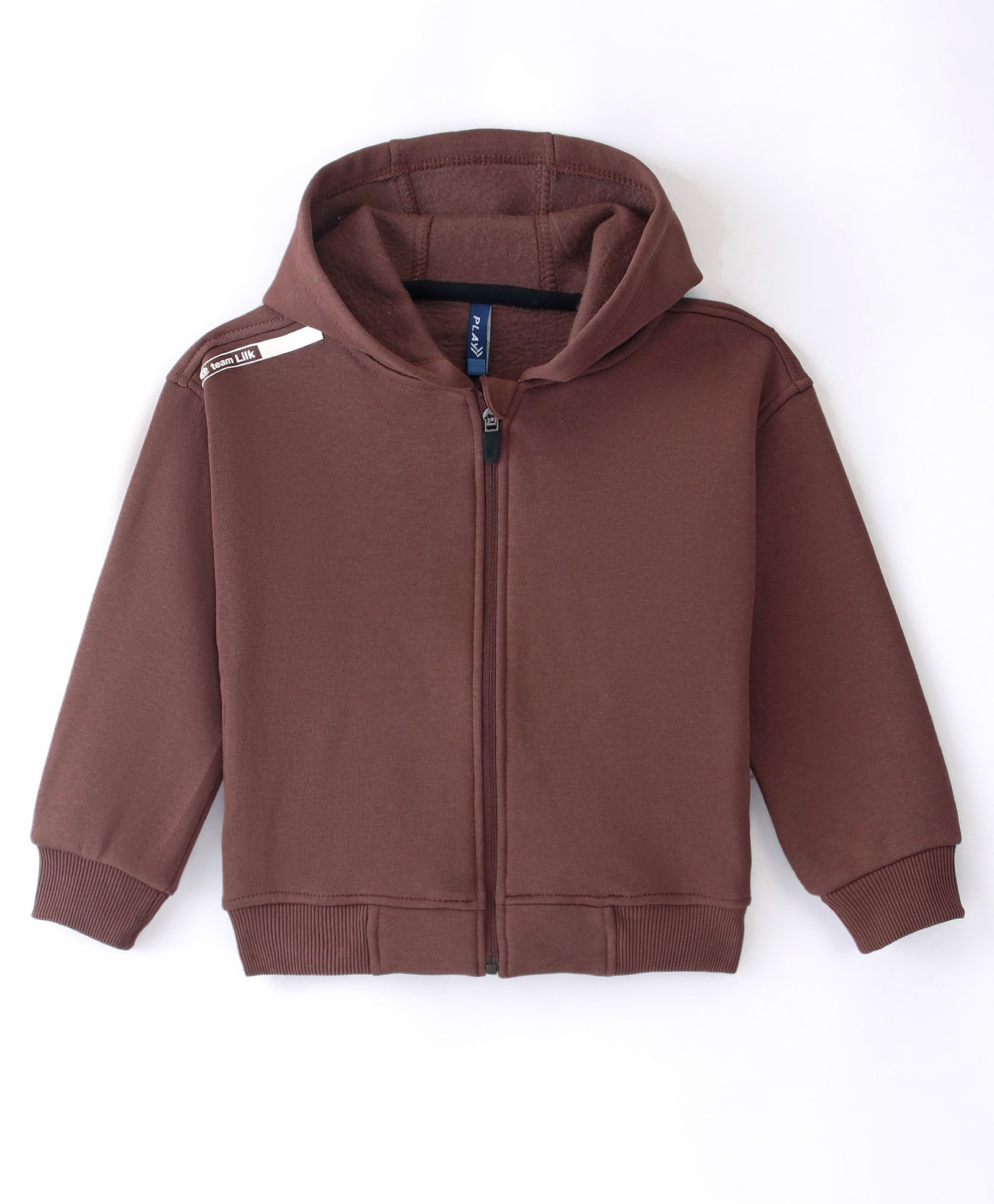 Little Kangaroos Knitted Full Sleeves Solid Color Hooded Sweatjacket-  Dark Brown-image-26