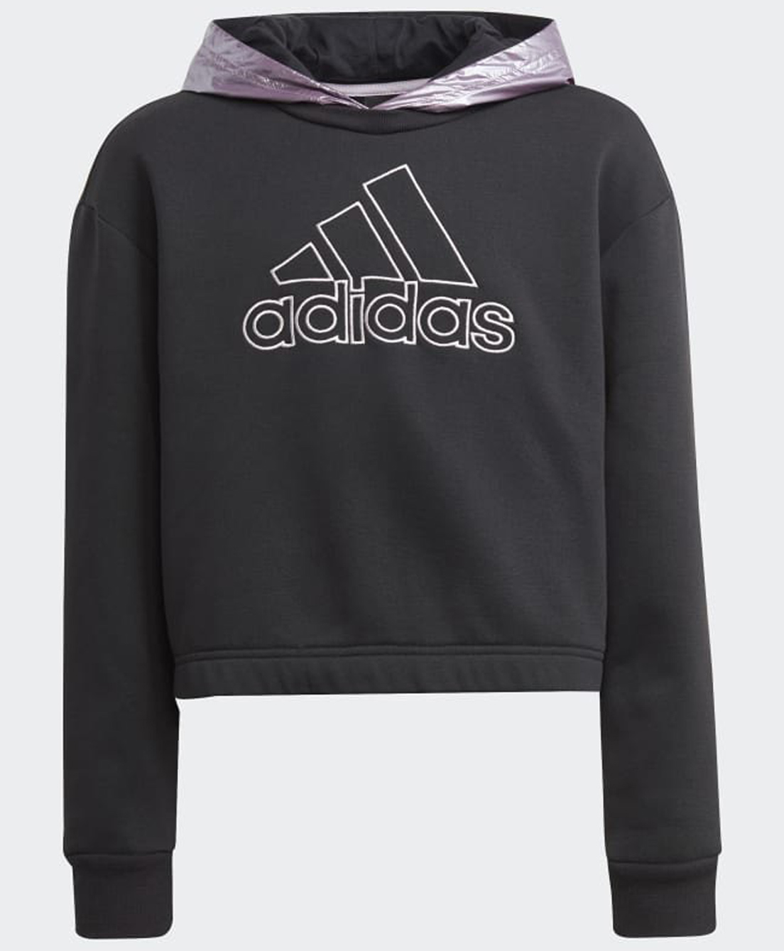 Adidas Kids Cotton Knit Full Sleeves Hooded Sweatshirt with Brand Logo & Text Print - Black-image-49