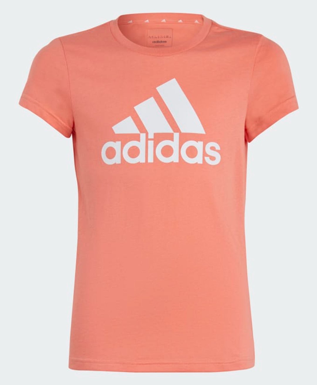 Adidas Kids Cotton Knit Half Sleeves T-Shirt with Brand Logo Print - Peach-picture-10
