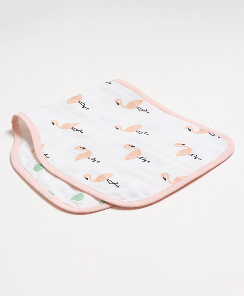 Aariro Organic Cotton Burp cloth Tropical Flamingo-image-11