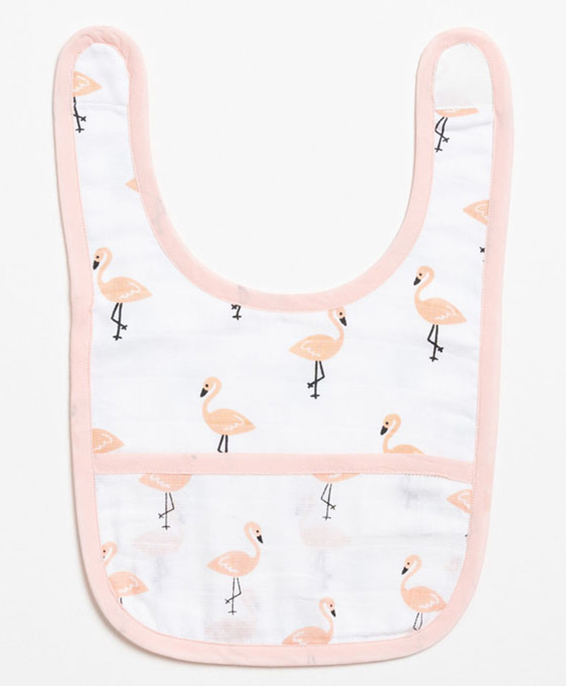Aariro Organic Cotton Classic Muslin Bib Tropical Flamingo-image-32