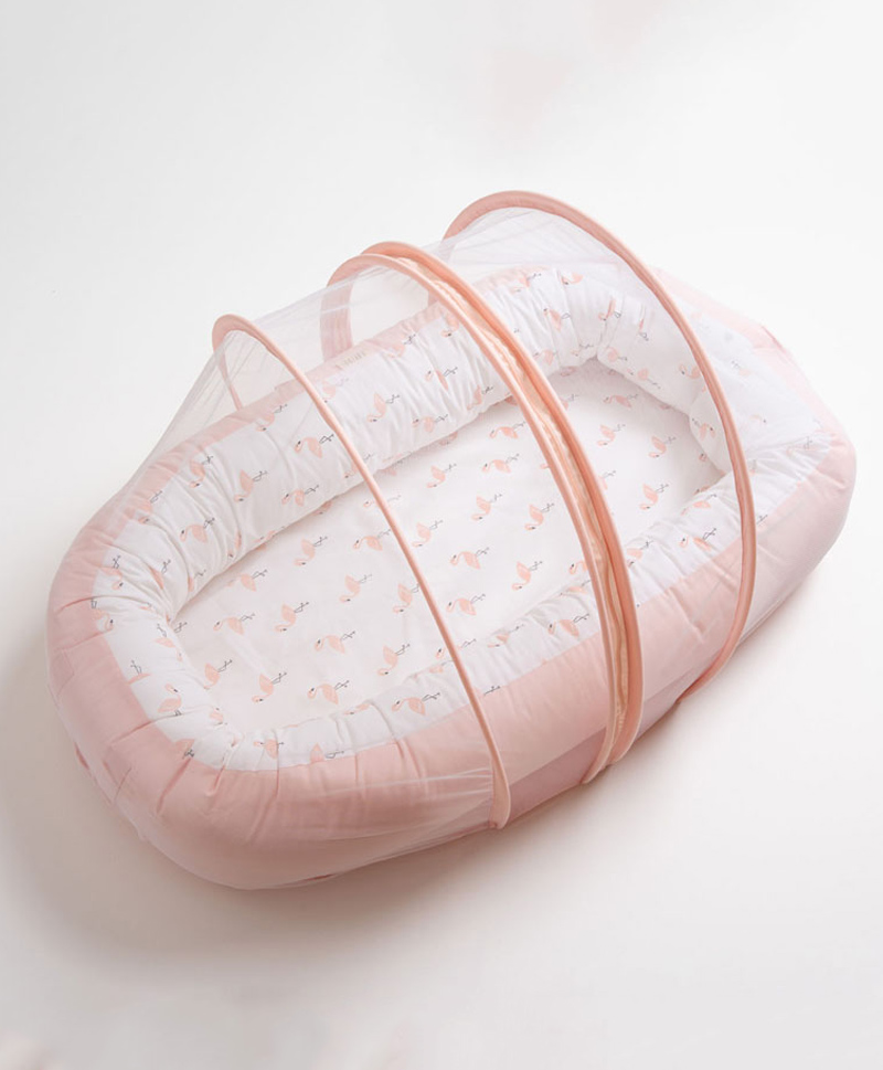 Aariro Organic Cotton Cozy nest Flamingo With Mosquito Net (0-8 Months)-picture-41