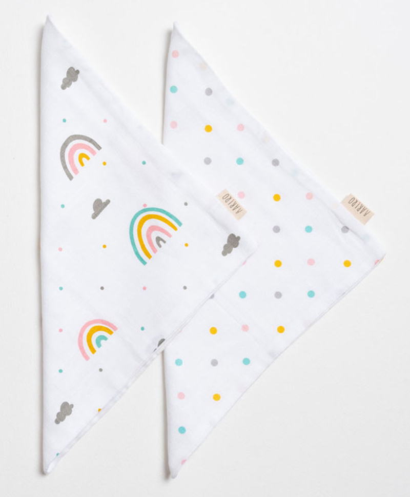 Aariro Organic Cotton Muslin Washcloth Follow the Rainbow  Set of 2-picture-38
