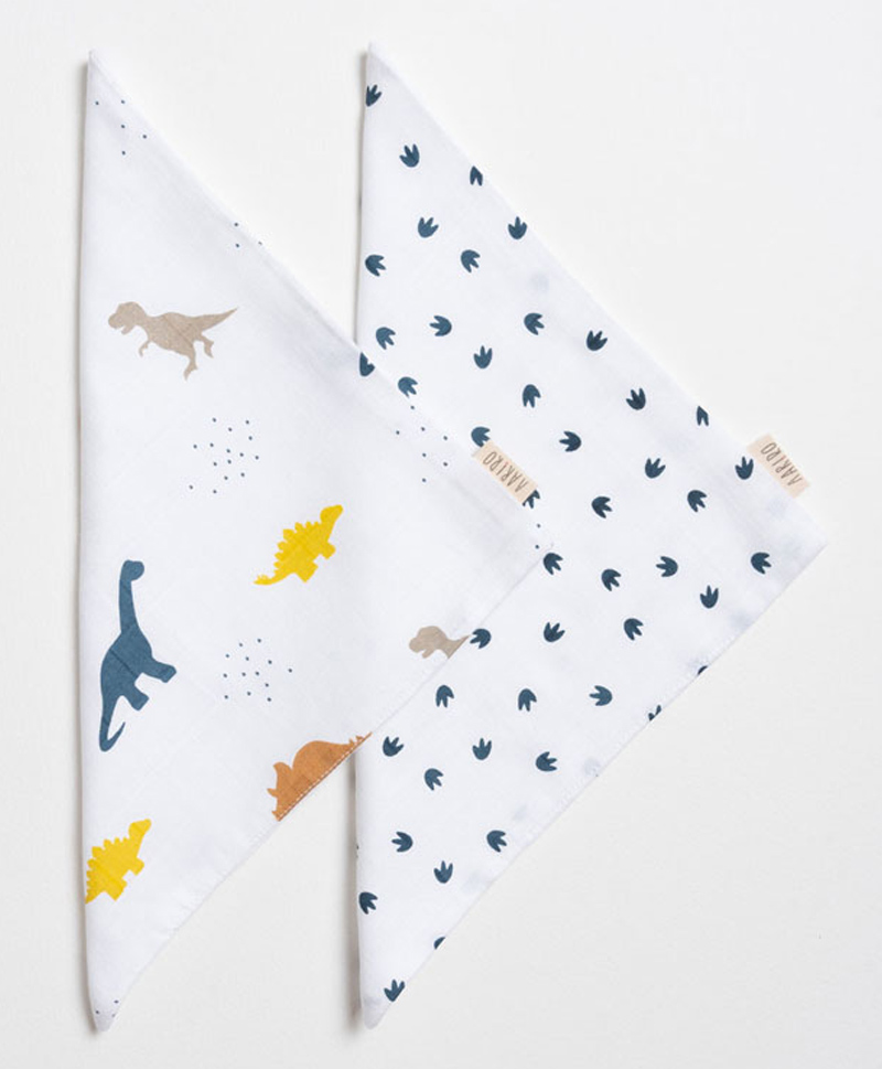 Aariro Organic Cotton Muslin Washcloth Little dino  Set of 2-image-8