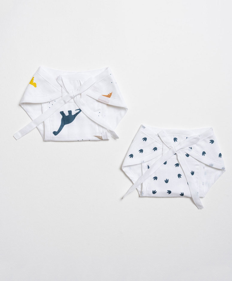Aariro Organic Cotton Nappy Little Dino  Set of 2-image-4