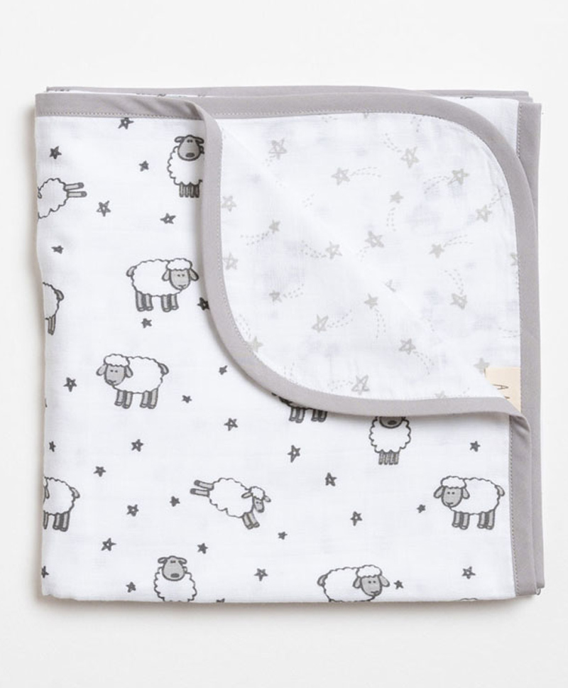 Aariro Organic Cotton Reversible Muslin Blanket Counting Sheep-image-30