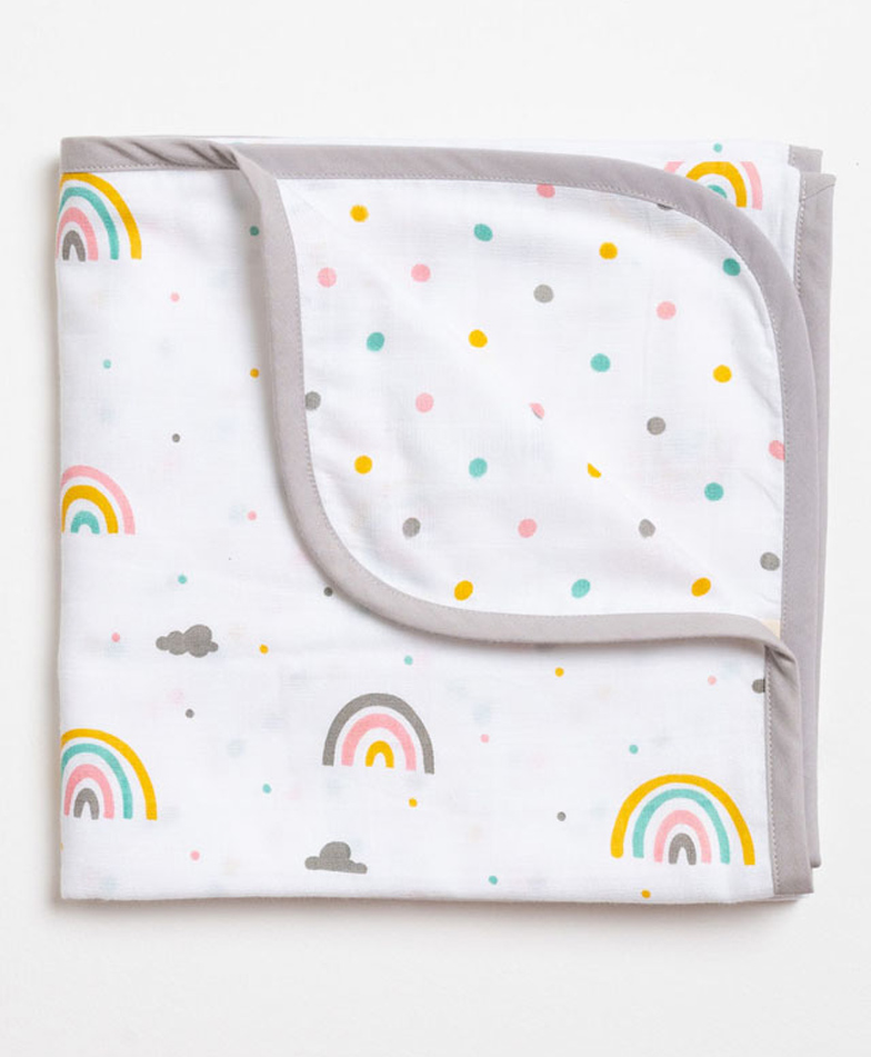 Aariro Organic Cotton Reversible Muslin Blanket Follow the Rainbow-image-29
