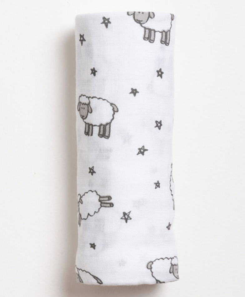 Aariro Organic Cotton Swaddle Baa Baa-image-24