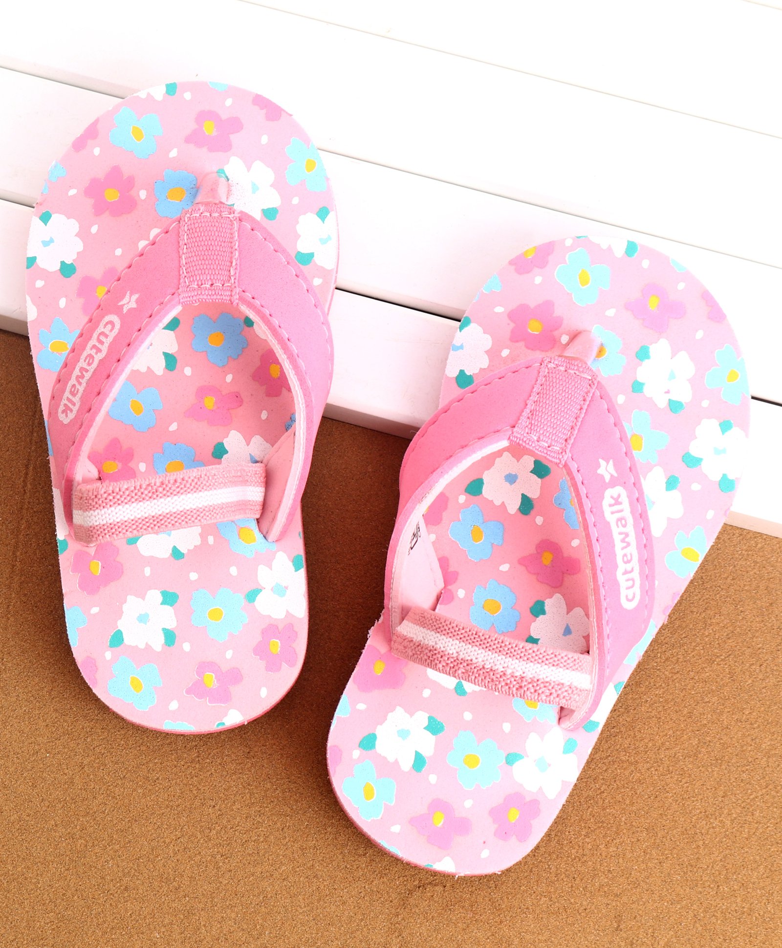 Cute Walk by Babyhug Flip Flops With Floral Print & Back Strap Closure - Pink-image-47