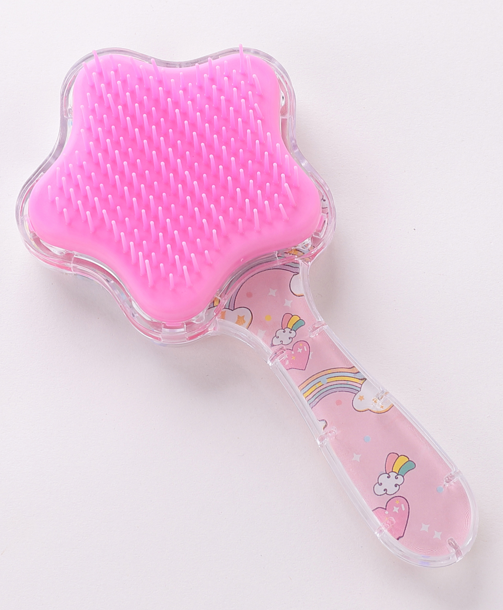 Hair Brush With Star Shape & Unicorn Design - Pink-image-44