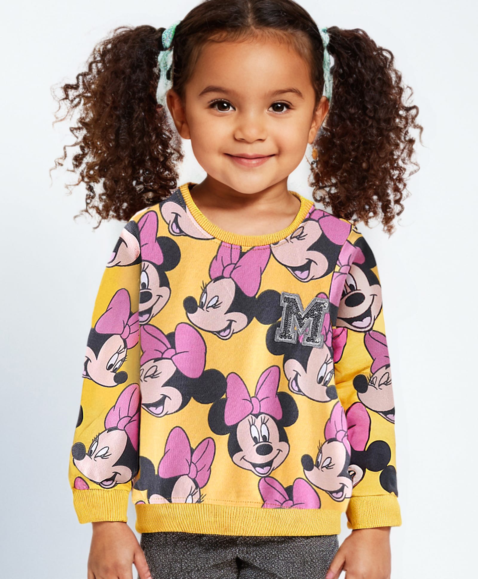 Babyhug Disney 100% Cotton Knit Full Sleeves Sweatshirt with Minnie Mouse Print - Yellow-image-28