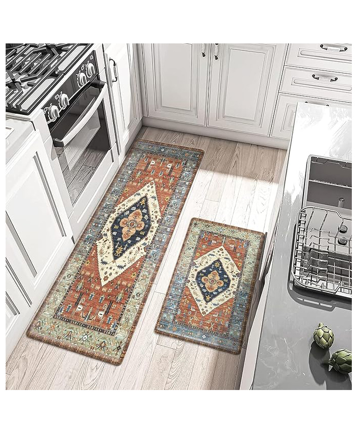 Aazeem Farmhouse velvet Kitchen Mats and Runner - Sets of 2
