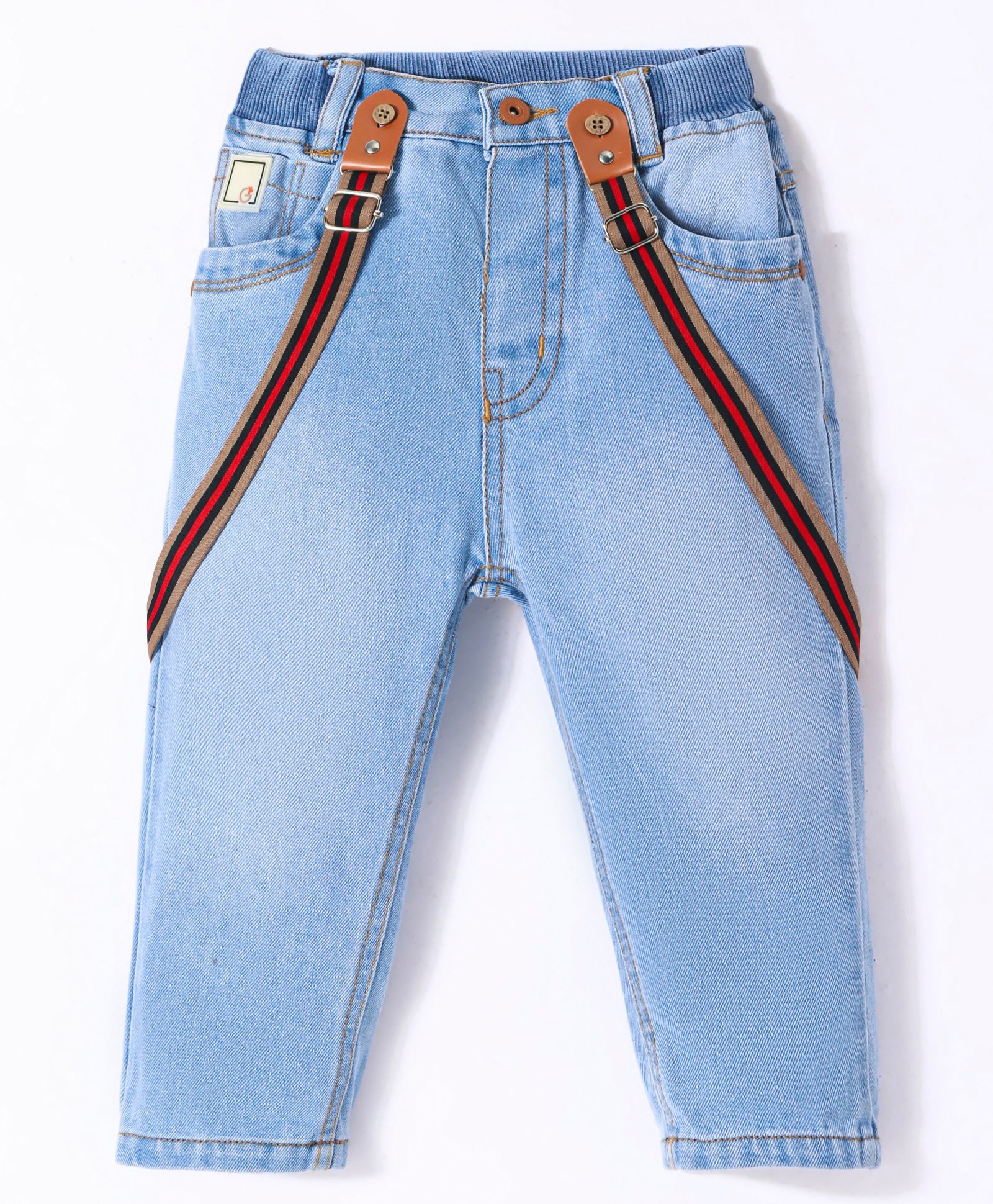 Little Kangaroos Denim Full Length Jeans  With Suspender Belt - Ice Blue-picture-37