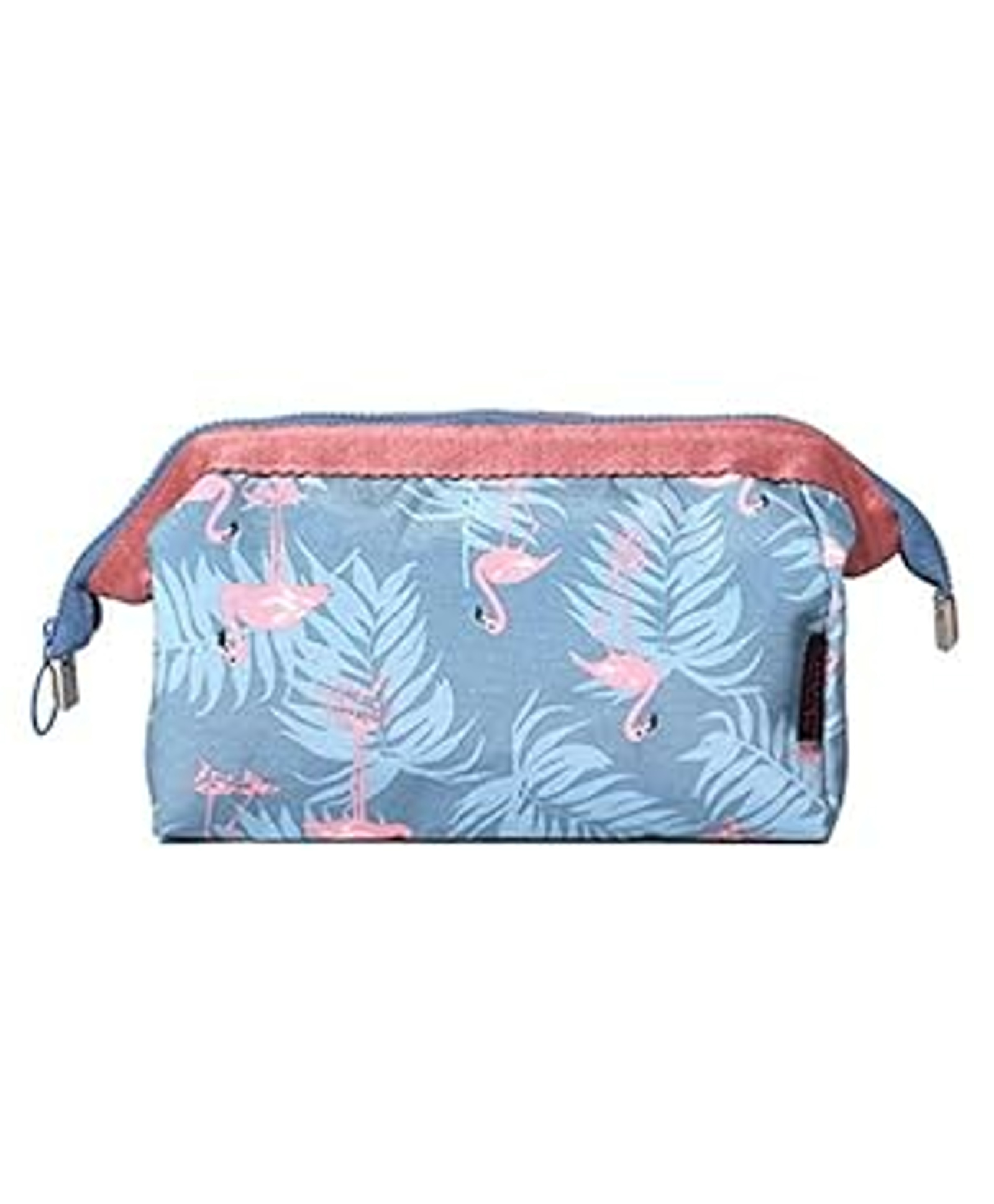 House of Quirk Toiletry Kit Women Jewelry Organizer Electronics Accessories Hard Drive Carry Case Portable Cube Purse (Grey Flamingo)-image-43