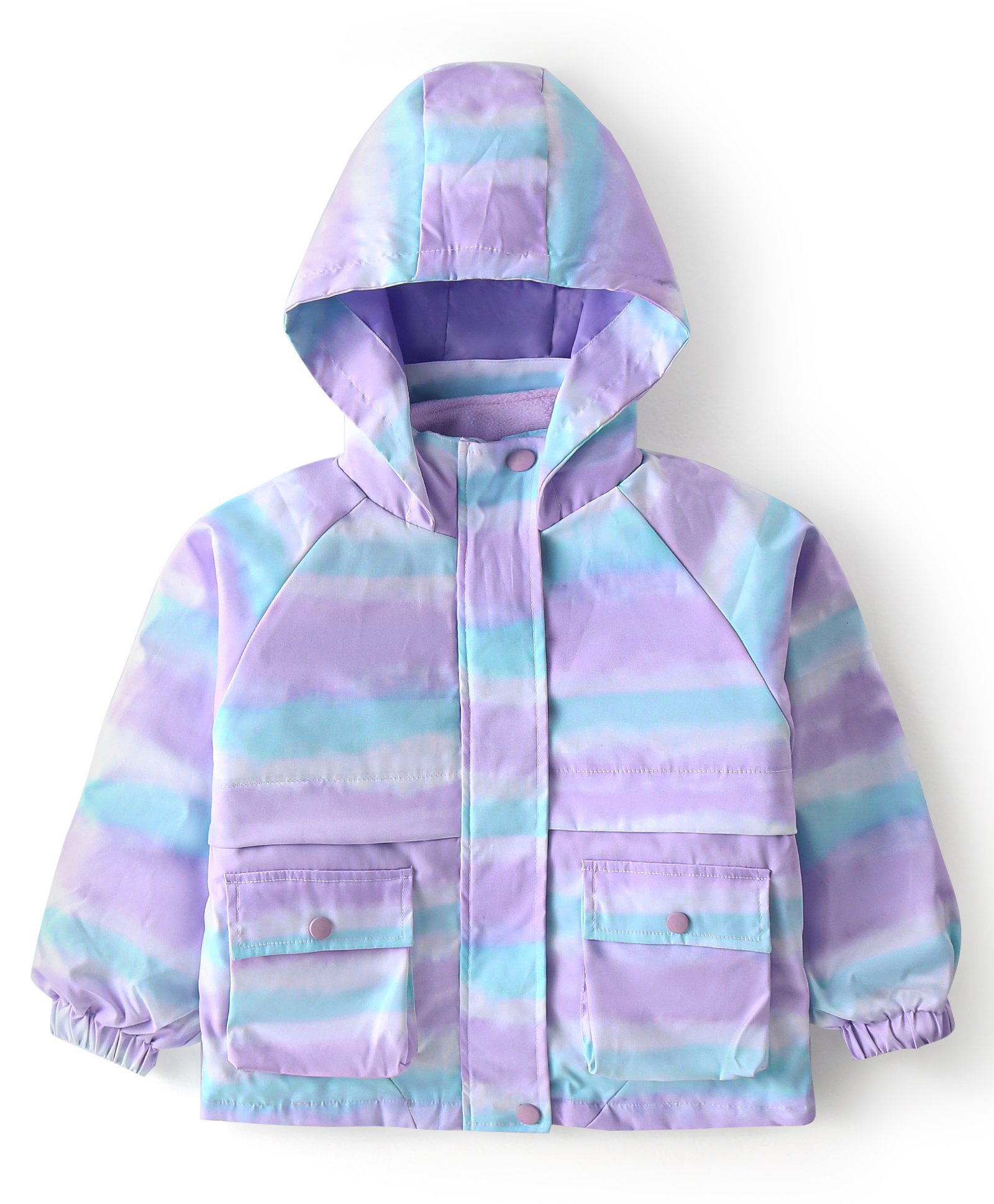 Primo Gino Woven Full Sleeves Tie & Dye Hooded Puffer Jacket - White-picture-34