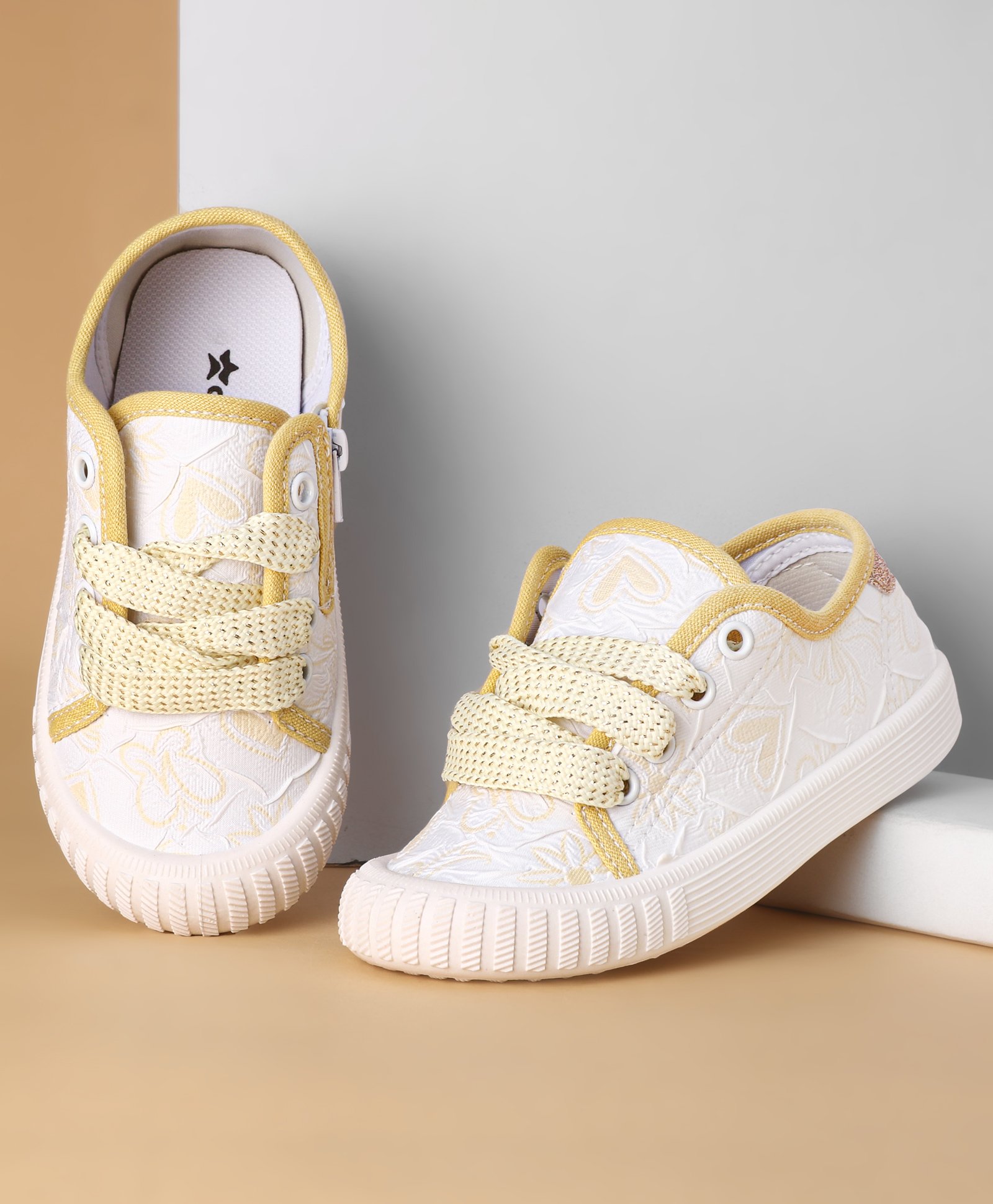 Cute Walk by Babyhug Lace Ups Casual Shoes Floral Print - Yellow-picture-24