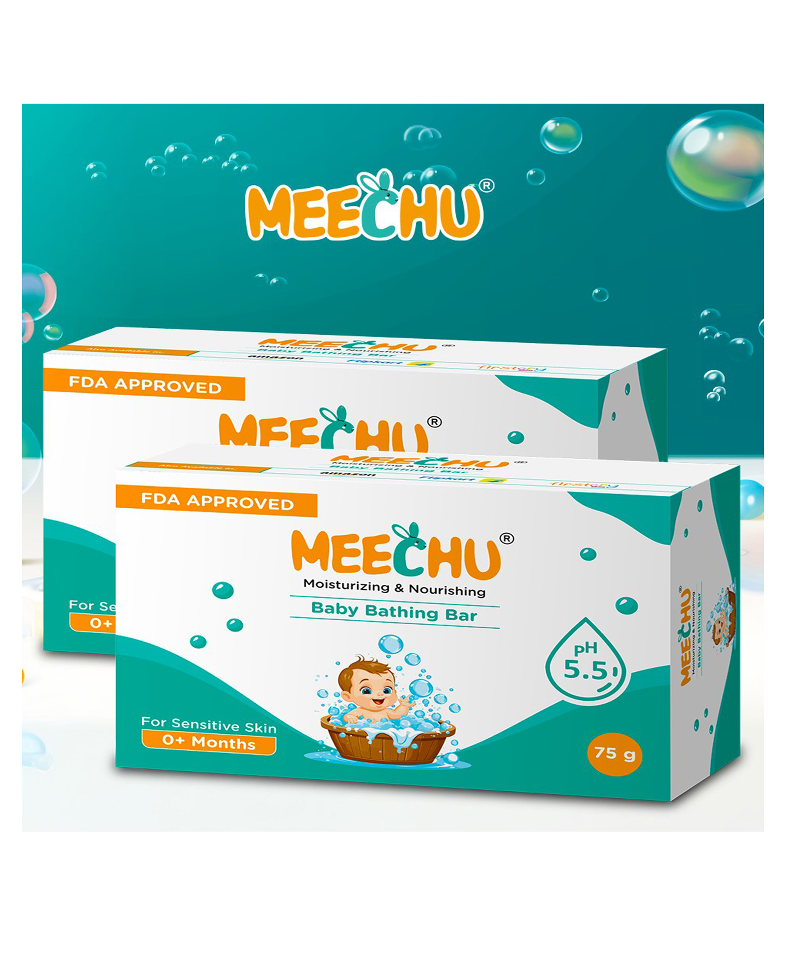 Meechu Moisturizing Baby Bathing Soap Bar Pack of 2 - 75 g-picture-12