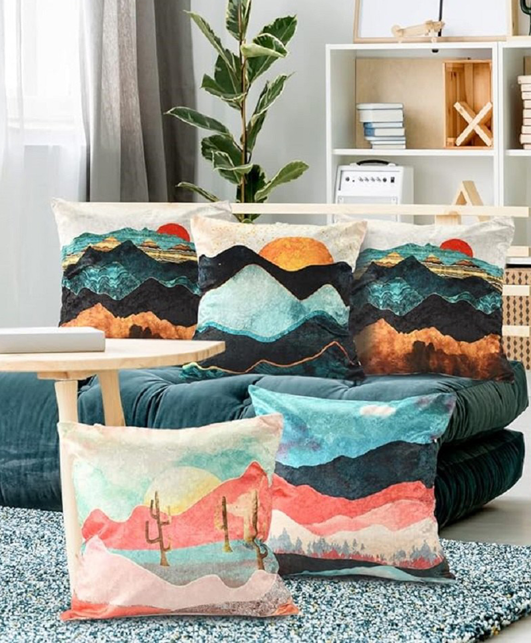 AAZEEM New Living Series Black Color Decorative Throw Pillow Case Cushion Cover - Set of 5-picture-16
