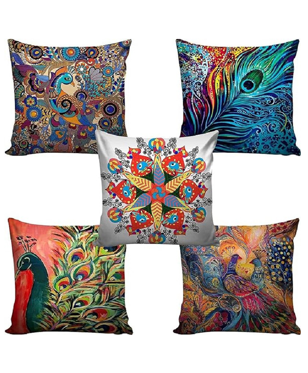 Aazeem Abstract 5 Piece Jute Cushion Cover - Multicolour-picture-18