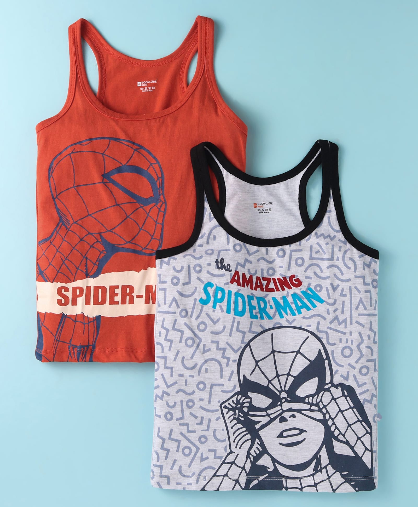 Bodycare Cotton Knit Sleeveless Vests with Spiderman Print Pack of 2 - Red & Grey-picture-40