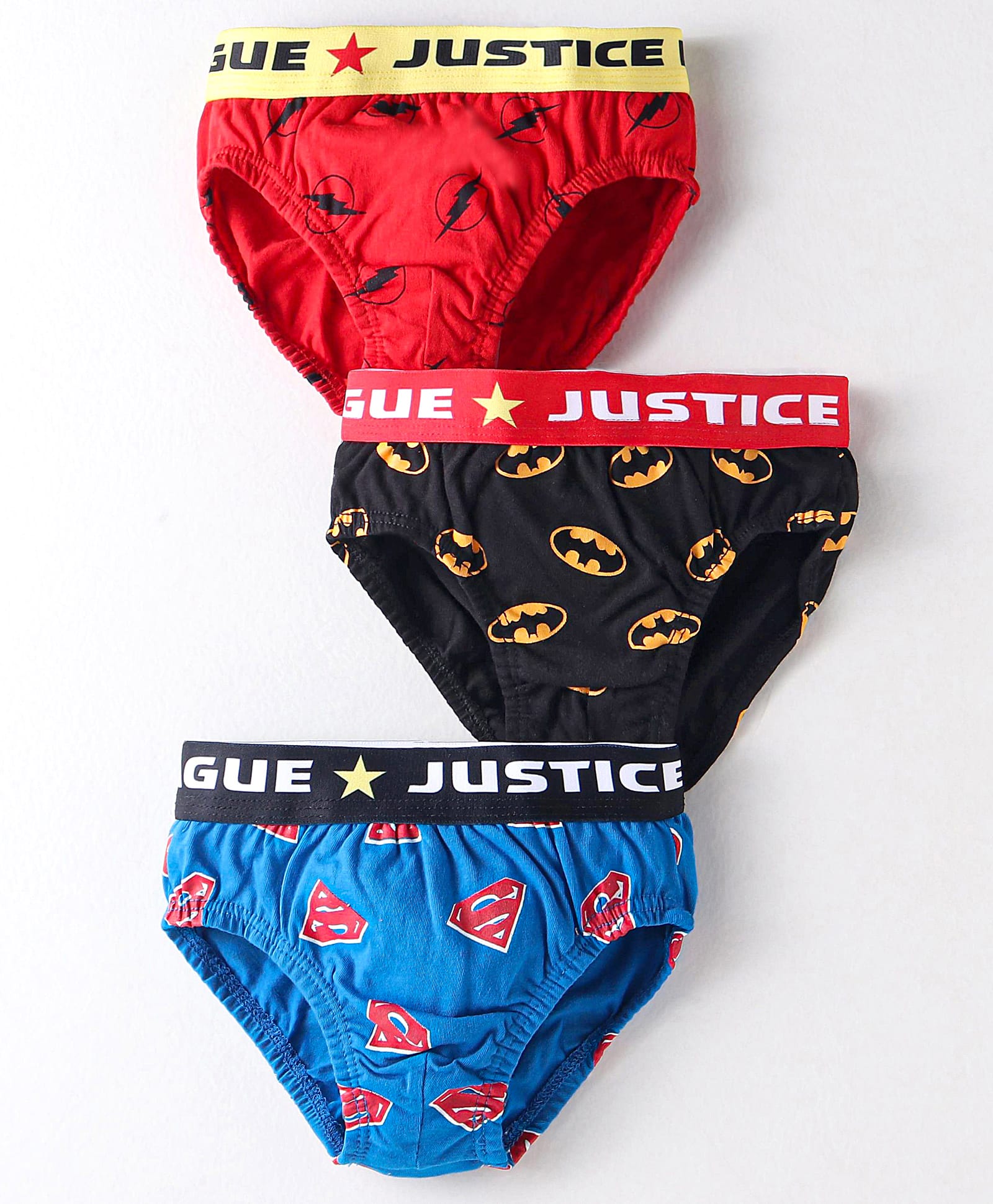 Bodycare Cotton Knit Briefs With Justice League Graphics Pack of 3 - Red Black & Blue-picture-43