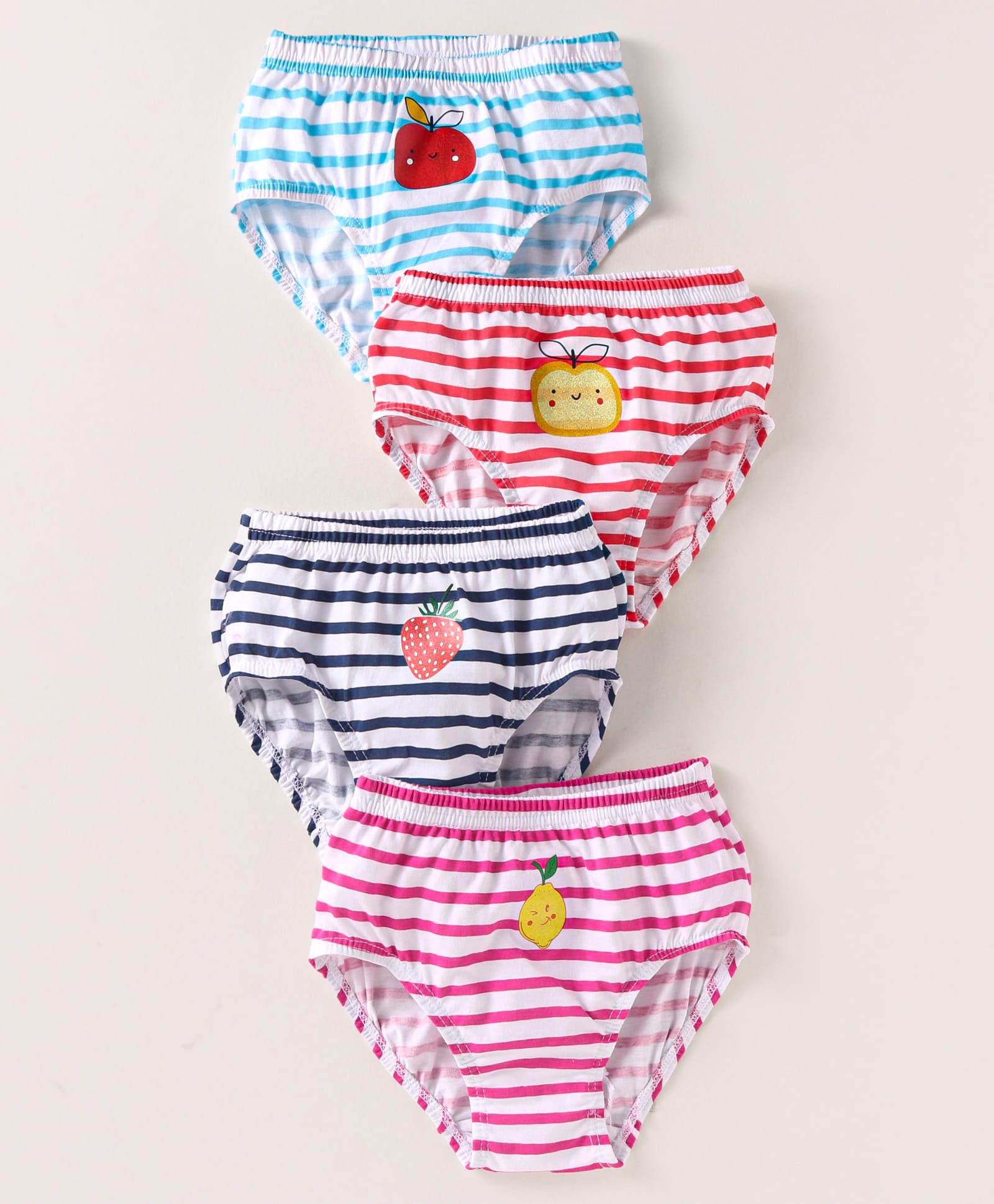 Bodycare Cotton Knit Panties with Stripes Pack Of 4 - Blue Black & Pink-image-2
